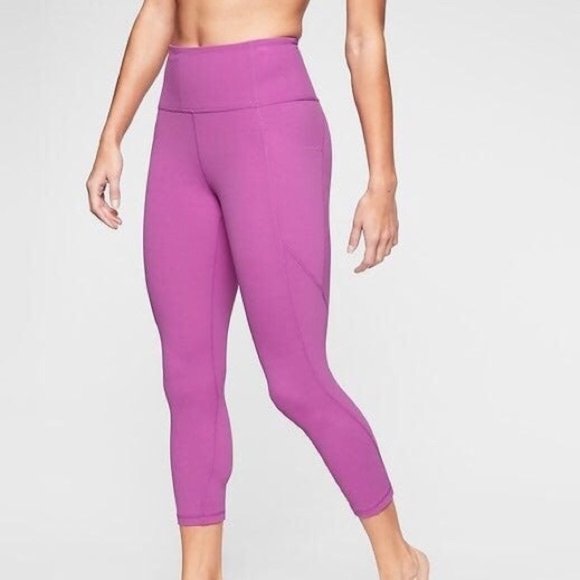 Athleta Pants - Athleta Dark Violet Blush Salutation Stash Pocket Capri Size Large Petite